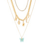 Fashion Letter Honey Necklace Light Green Acrylic Multi-layer Butterfly Necklace