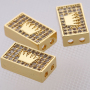 Crystal Micro Pave Zircon Double Hole Accessories Flat Beads Charm for Womens Bracelet Making