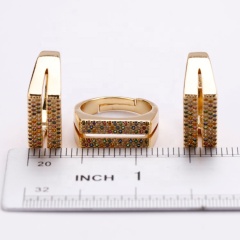 Plating Double Row Adjustable Ring Gold Fashion Zircon Brass Pave Setting CLASSIC Micro Insert Multi CZ Micro Pave CZRG0198DYKC