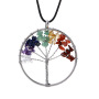 2021 Hot Sale Handmade Colorful Small Natural Stone Life Tree Charm Necklace Metal and Leather Chain Necklaces