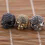Gold and Silver Bracelet Accessories Crystal Micro Insert Skull Charms with Hole
