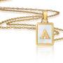 Gold Plated Natural Shell Stainless Steel Initial Alphabet Letter Pendant Necklace for Women and Men