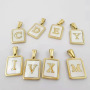 Gold Plated Natural Shell Stainless Steel Initial Alphabet Letter Pendant Necklace for Women and Men