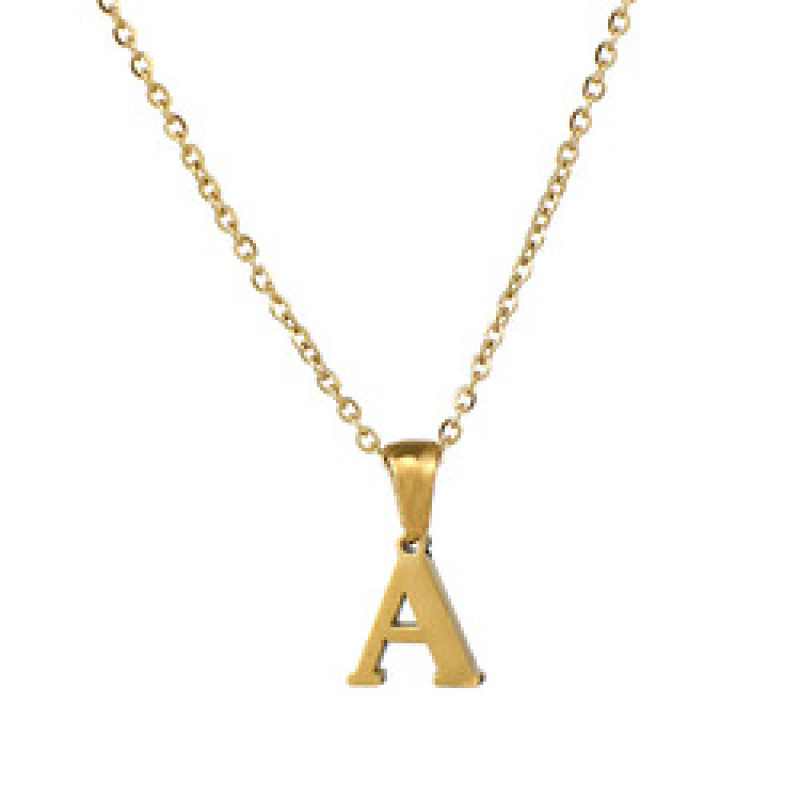 2021 Wholesale Women Fahion Accessories 26 English Letter Chain 18K Gold Titanium Steel Alphabets Charm Jewelry Pendant Necklace