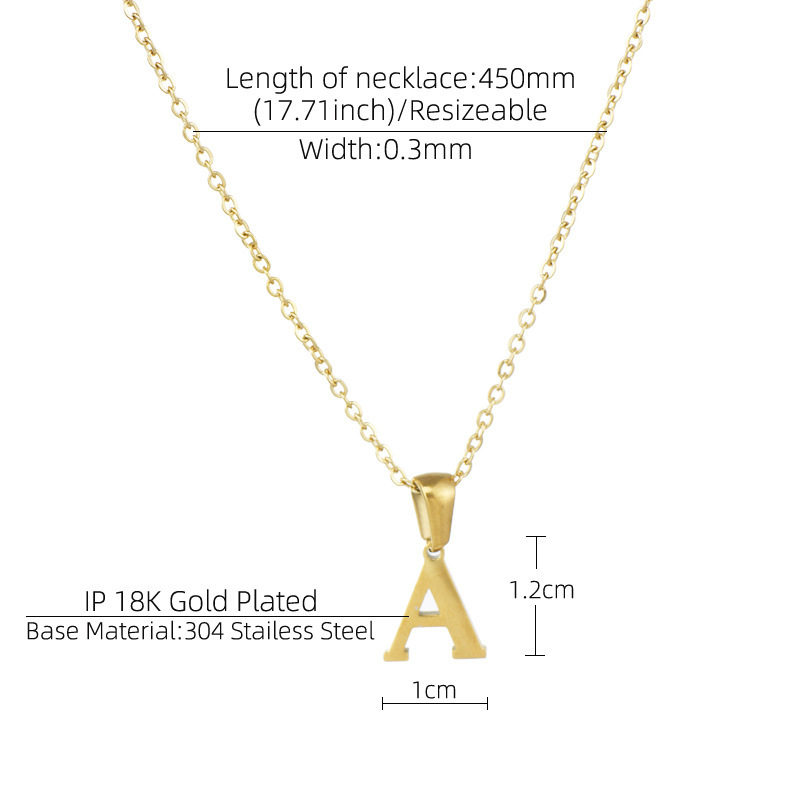 2021 Wholesale Women Fahion Accessories 26 English Letter Chain 18K Gold Titanium Steel Alphabets Charm Jewelry Pendant Necklace