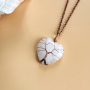 Handmade Antique Copper Wire Life of Tree Shape Rose Quartz Natural Stone Necklace