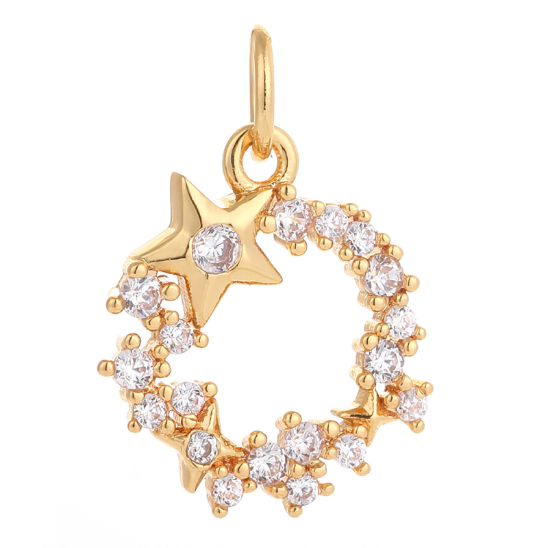 Wholesale Pendant Moon Stars Snowflake Wings Zircon Hand Made Bracelet Necklace Accessories 18k Gold Copper Body Jewelry