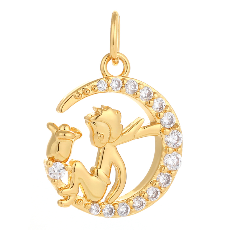 Wholesale Pendant Moon Stars Snowflake Wings Zircon Hand Made Bracelet Necklace Accessories 18k Gold Copper Body Jewelry