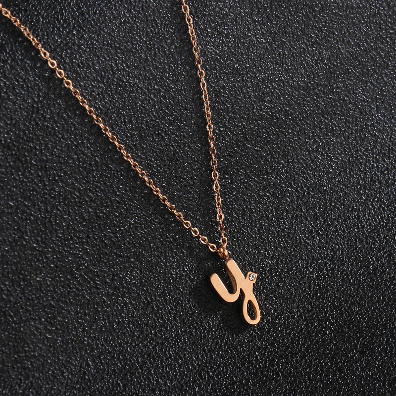 2021 Wholesale Drop Shipping Rose Gold Plated Vivid Letter Y Pendant Necklace Stainless Steel Chain Necklace