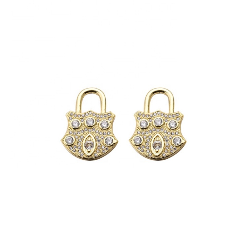 Fashion CZ Micro Pave padLock Screw Clasp Carabiner Gold Plated lock Pendant for Necklace Jewelry Making
