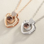 Fashion Valentines Day Gifts 100 Languages I Love You Rose Gold Love Memory Projection Zircon Pendant Necklace Hot sale products