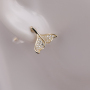 Micro Insert Fish Earring 18K Gold Plated Real 925 Sterling Silver Womens Tassel Earrings Stainless Steel Zircon