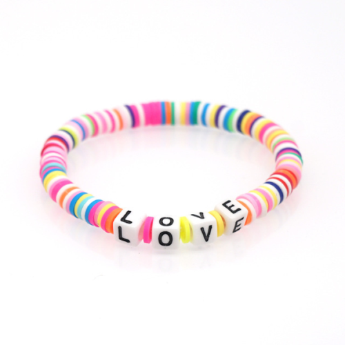 2021 New Trendy Colorful Polymer Clay Bracelet Small Letter Beads Bracelet Low MOQ Wholesale