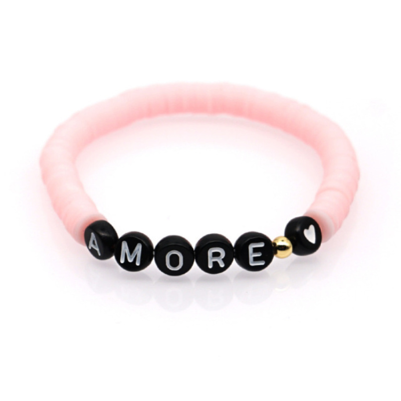 2021 New Trendy Colorful Polymer Clay Bracelet Small Letter Beads Bracelet Low MOQ Wholesale