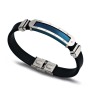 Custom design gold blue silver plated stainless steel silicone  bracelet