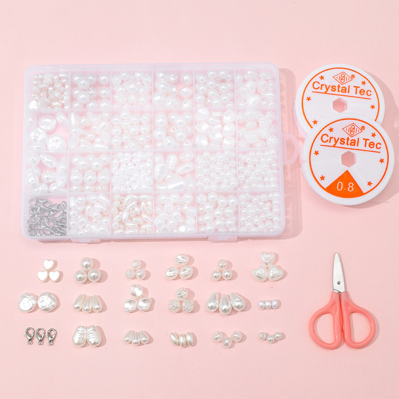 24 Grids Flower Heart Round Shape Handmade DIY Bracelet Necklace Kits ABS Pearls Beads Sets for Jewelry Making