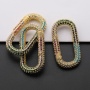 High Quality CZ Micro Pave Multi Color Oval Shaped Clasp Carabiner Gold Plated Pendant for Necklace Jewelry Making