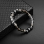 Hot Sale Mens Cool Natural White Stone Black Bead Bracelets with Silver Metal for womens