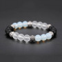 Hot Sale Mens Cool Natural White Stone Black Bead Bracelets with Silver Metal for womens