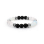 Hot Sale Mens Cool Natural White Stone Black Bead Bracelets with Silver Metal for womens