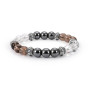 Hot Sale Mens Cool Natural White Stone Black Bead Bracelets with Silver Metal for womens