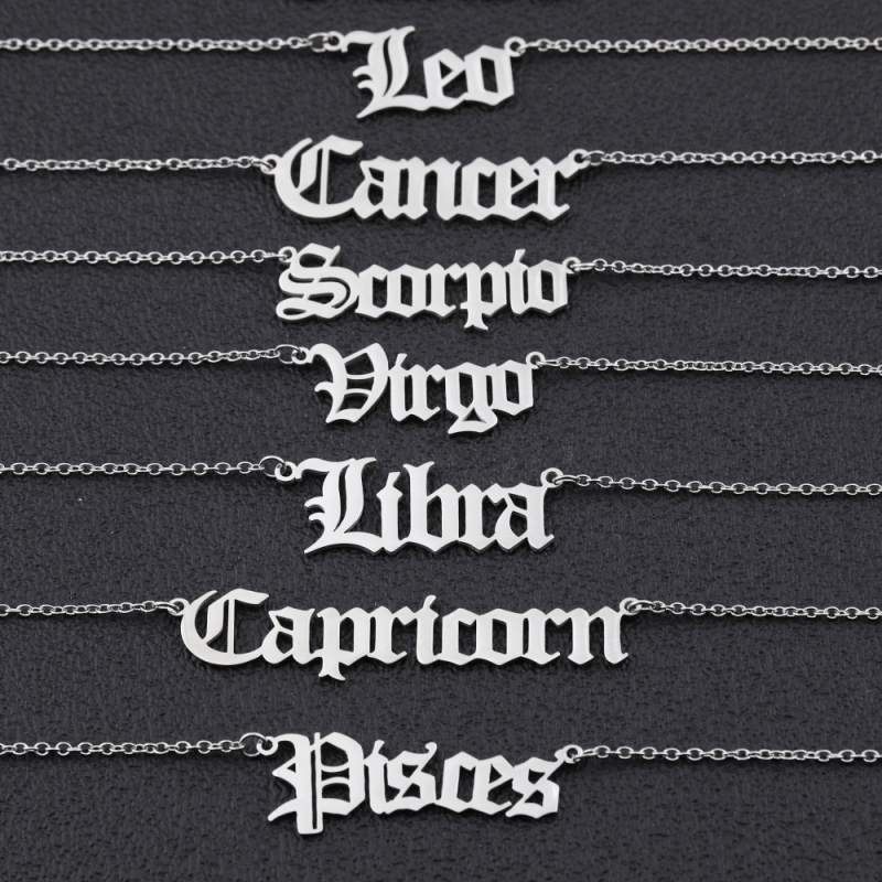 12 Zodiac Sign Jewelry Horoscope Necklace and Silver Plated Stainless Steel 2021 New Trendy Design Gold Letter Necklace Women's