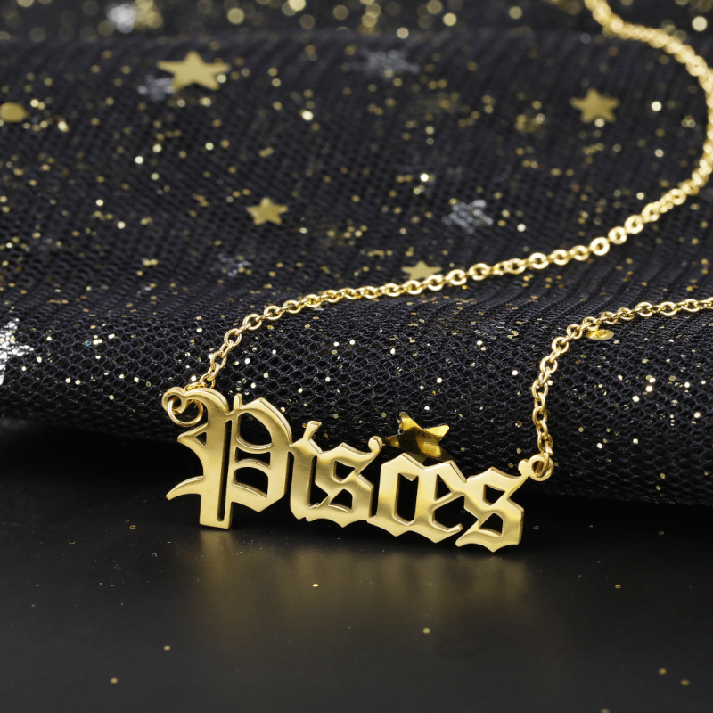 12 Zodiac Sign Jewelry Horoscope Necklace and Silver Plated Stainless Steel 2021 New Trendy Design Gold Letter Necklace Women's