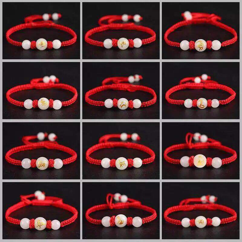Handmade Zodiac baby bracelets kids boy anti-scare luminous beads braided rope female 12 transit beads bracelet