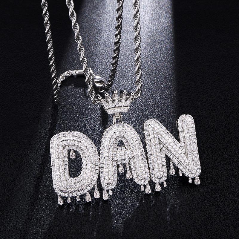 Factory Sale Splicing Crown With Water Droplet Letters  Custom Pendant Necklace Combination Personalized Necklace