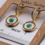 Fancy Micro Insert Zircon Huggie Earring 18K Gold Enamel Eye Dangle Earrings