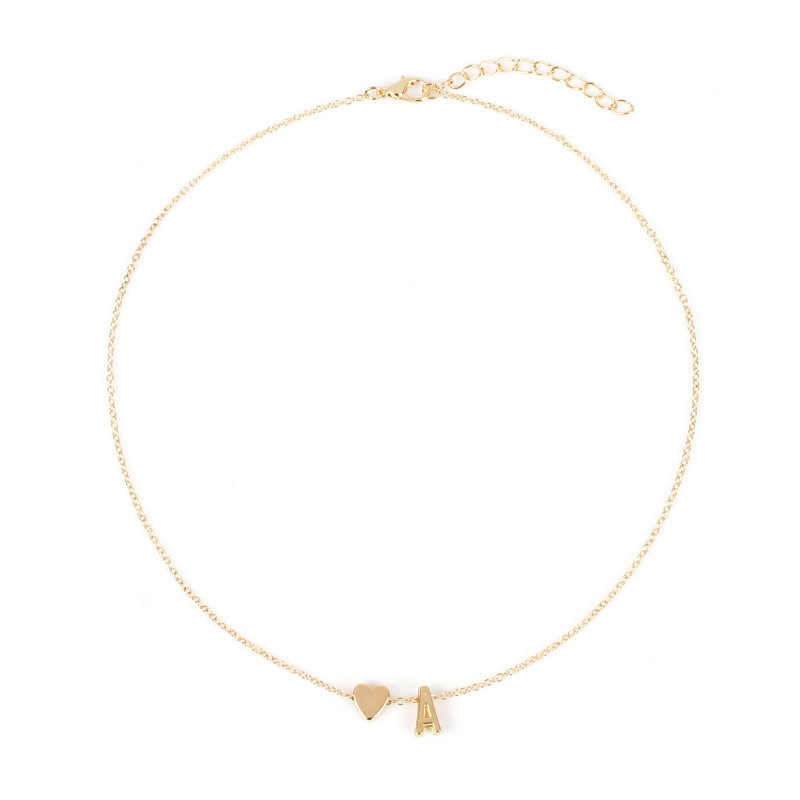 Simple Design Temperament Heart Initial Pendant Women Accessories Jewelry Customized Personalized Heart Letter Necklace