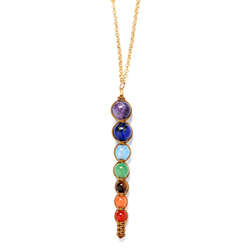 Trade Insurance Best Quality Natural Stone 7 Chakra Yoga Necklaces for Womens