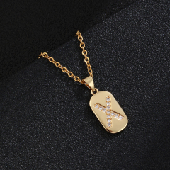 High Quality Classic Design Rectangle Alphabet Pendant Necklaces with Stainless Steel Chain