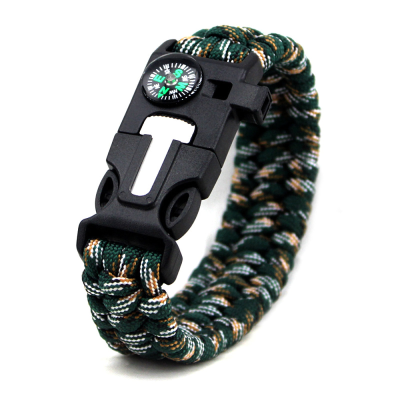 Outdoor Survival Multi Color Cord Bracelet Emergency Rescue Whistle Flintstone Bracelet