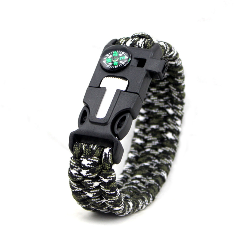 Outdoor Survival Multi Color Cord Bracelet Emergency Rescue Whistle Flintstone Bracelet