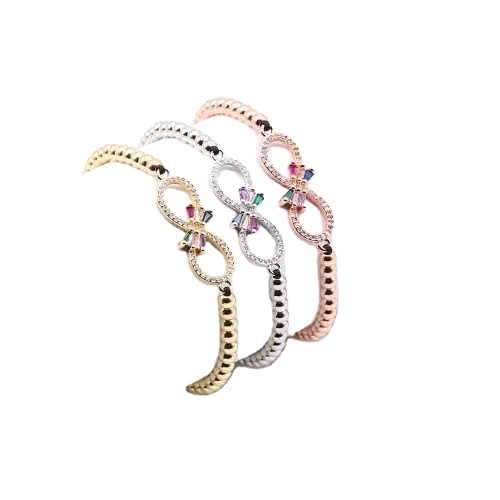 2021 Custom Wholesale Trendy 18K Gold Plated Zircon Adjustable Charm Bracelet Bow Tie Charms Beads Bracelets Bangles