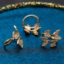 Fashion Jewelry Gold Plated Double Butterflies Puzzle Rings Resizable Copper Zircon Ring For Lady New Arrival 2021