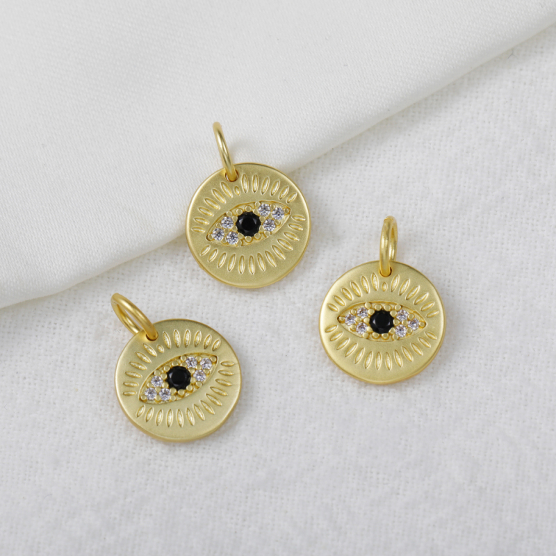 Micro Insert Zirconia Trendy Necklace Round Devil's Eye Jewelry Pendants Charms for Jewelry Making