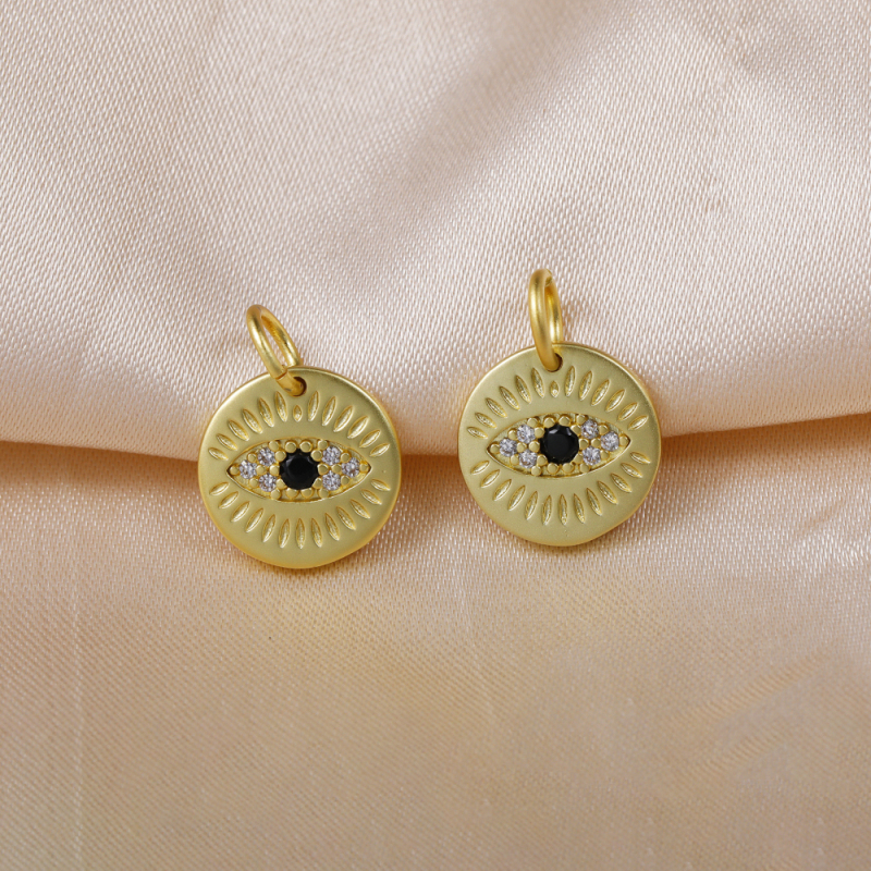 Micro Insert Zirconia Trendy Necklace Round Devil's Eye Jewelry Pendants Charms for Jewelry Making