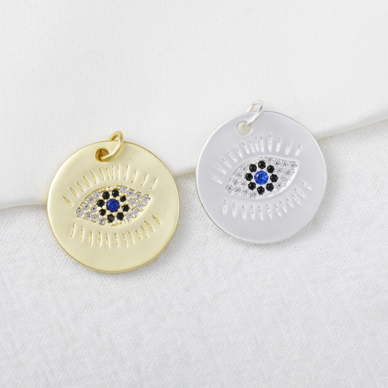 Micro Insert Zirconia Trendy Necklace Round Devil's Eye Jewelry Pendants Charms for Jewelry Making