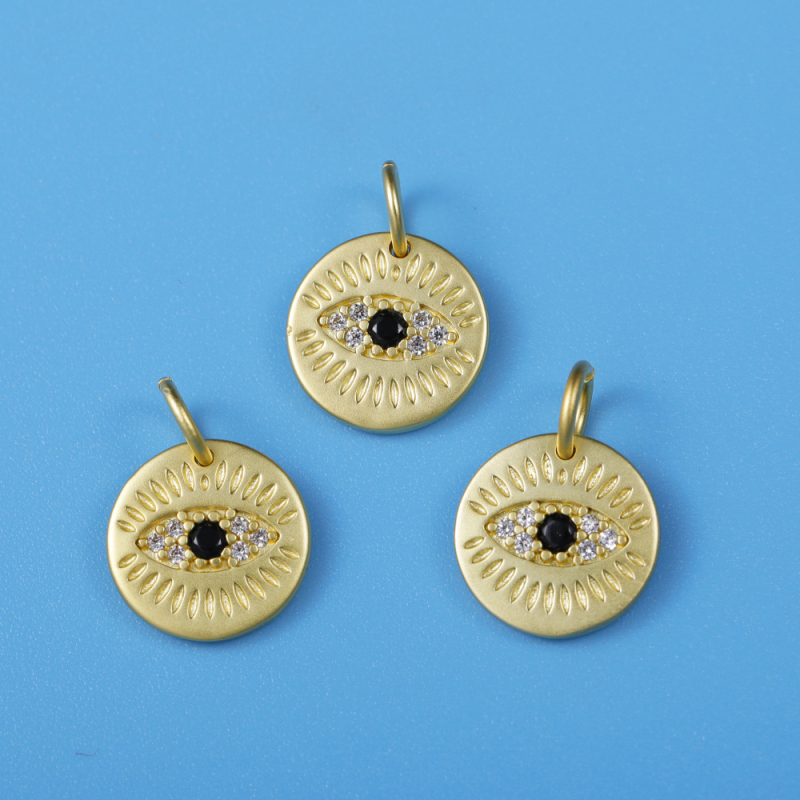 Micro Insert Zirconia Trendy Necklace Round Devil's Eye Jewelry Pendants Charms for Jewelry Making