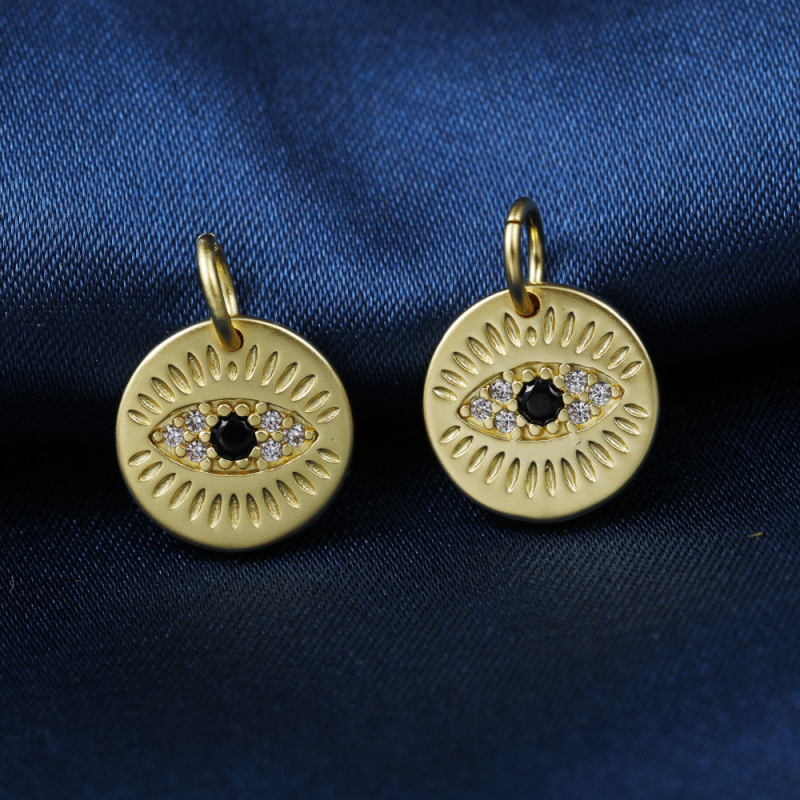 Micro Insert Zirconia Trendy Necklace Round Devil's Eye Jewelry Pendants Charms for Jewelry Making