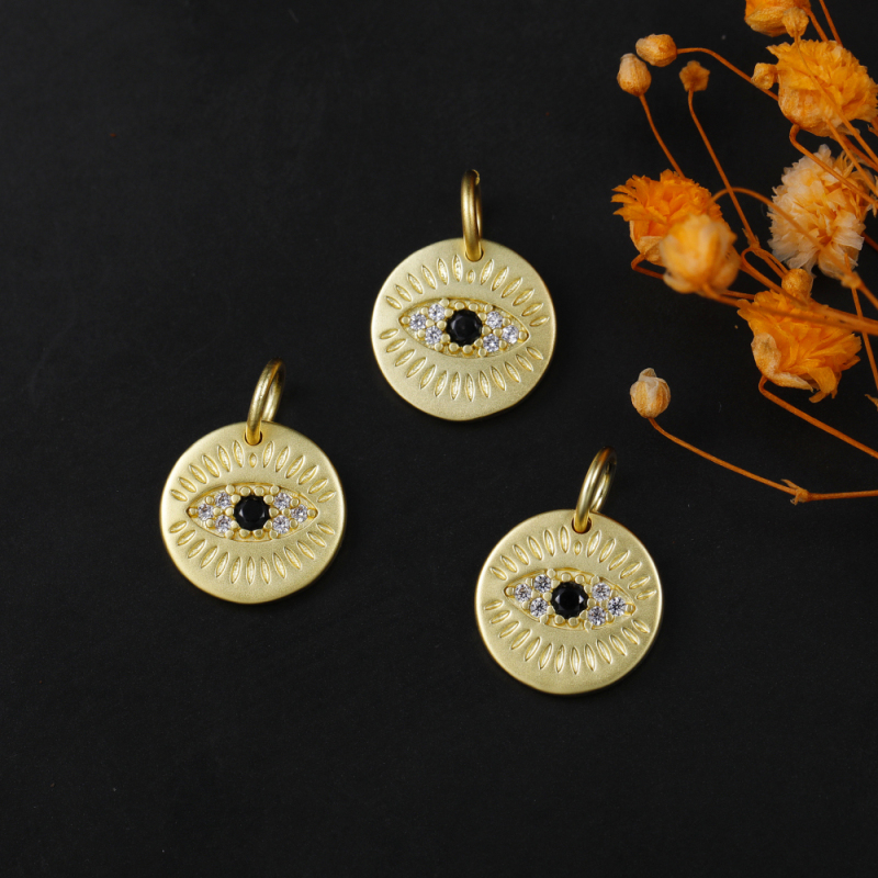 Micro Insert Zirconia Trendy Necklace Round Devil's Eye Jewelry Pendants Charms for Jewelry Making