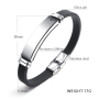 Fashion 316L Stainless Steel Bar Black Silicone Magnet Wristband Bangle Bracelets for Men and Women