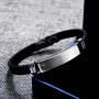 Fashion 316L Stainless Steel Bar Black Silicone Magnet Wristband Bangle Bracelets for Men and Women