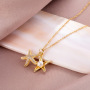 Clavicle Chain Starfish Necklace Stainless Steel Sea Star Pearl Necklace For Women Jewelry