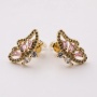 Beautiful  Gold and Silver Plated Jewelry High Quality Pink/Crystal Zircon Half Butterfly Stud Earrings