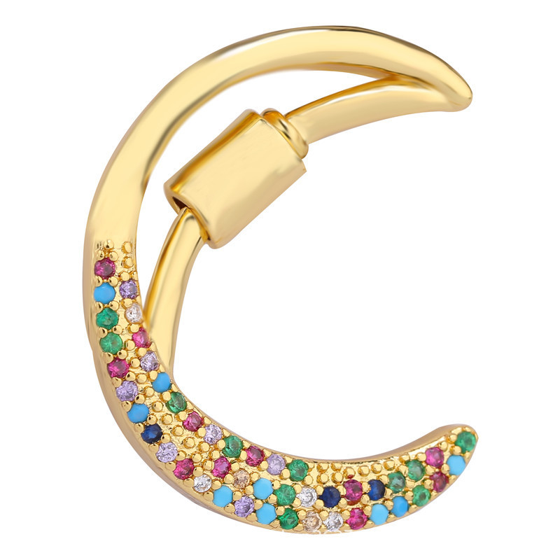 Multi Colors Micro Pave Letter Alphabet Climbing Button Carabiner Clasp Pendant for Necklace Making
