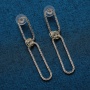 Hot Retro Big Long Dangle Earrings Oval Pendant Chain Earrings 925 Safe Earring Post Factory Wholesale Price for US Market