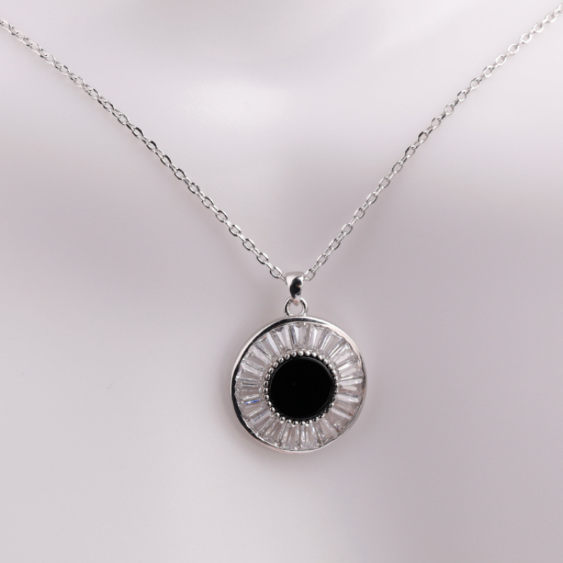 925 Sterling Silver Necklace Black Enameled Zircon Pendant Necklace with Chain Silver Plated Necklaces Butterfly Luxury Women